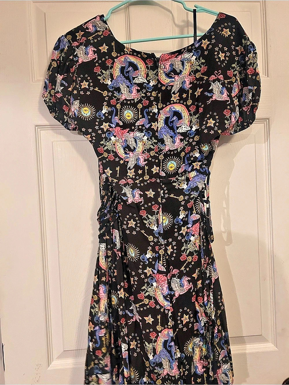 Hell Bunny Moondance Midi Dress Black & Pink 2XL